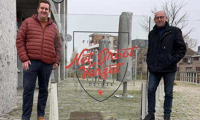raadsleden Matthias Neirynck en Bart Vermaercke in 2022 aan “Het Groot Verzet”